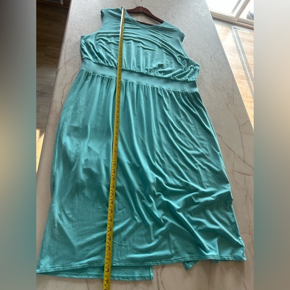 Athleta Teal Blue Santorini Cinch Sleeveless Midi Dress Robe Women's Size 2X - Picture 11 of 12